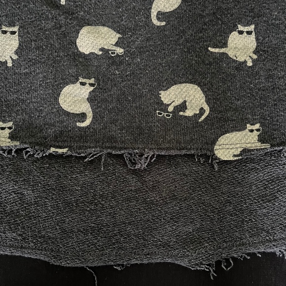 Vans Cat Motif Charcoal Gray Soft Lightweight Pullover Top Size Small - Picture 4 of 7